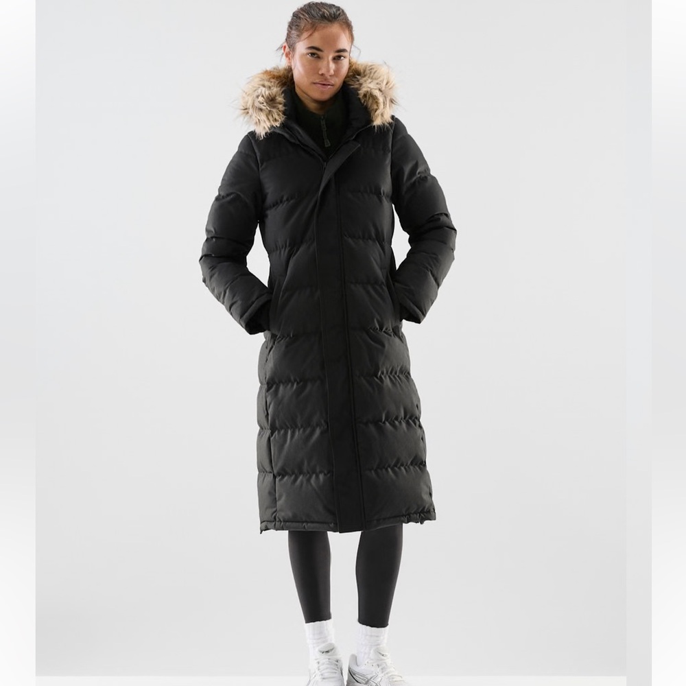 TNA Black Long Puffer Parka Coat